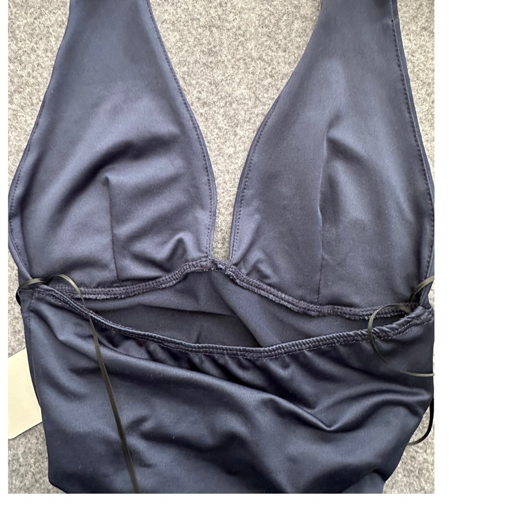 Gaze V-Neck Halter Top Women's XS Navy Blue 90s Minimalist Y2K Clean Girl - Picture 6 of 8